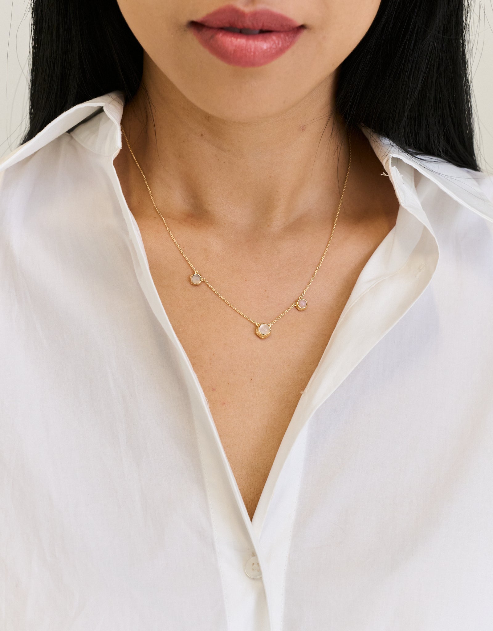 Close-up of No.1 Self Love gold vermeil crystal necklace